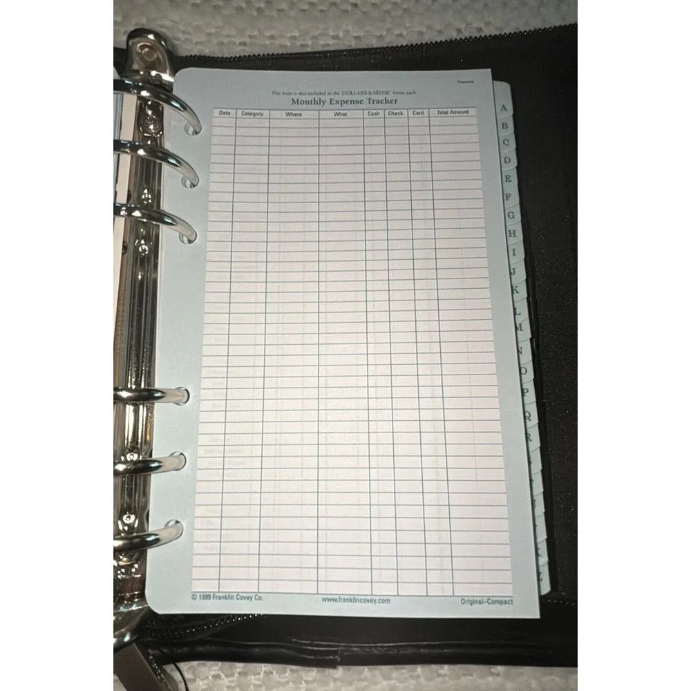 Vtg Franklin Covey Compact System 6 Ring Binder Black NWOT Undated Inserts‎